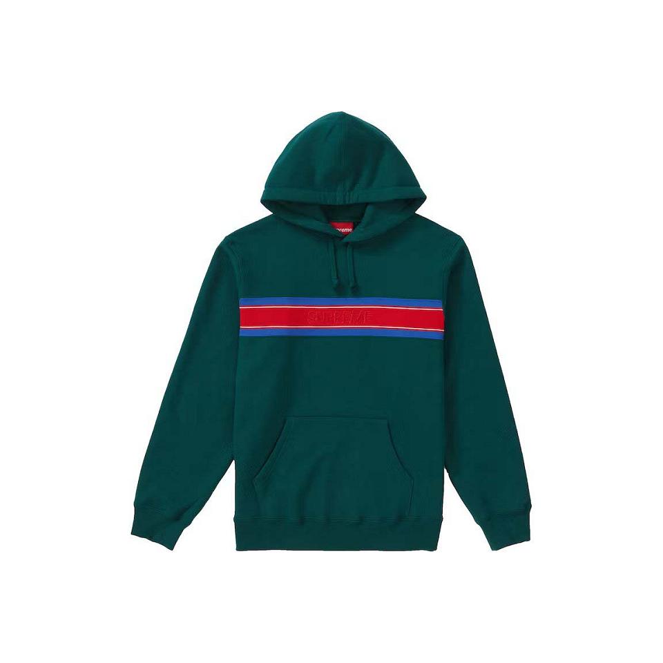 Supreme Chest Stripe Logo Hooded Sweatshirts Green | SG321VD