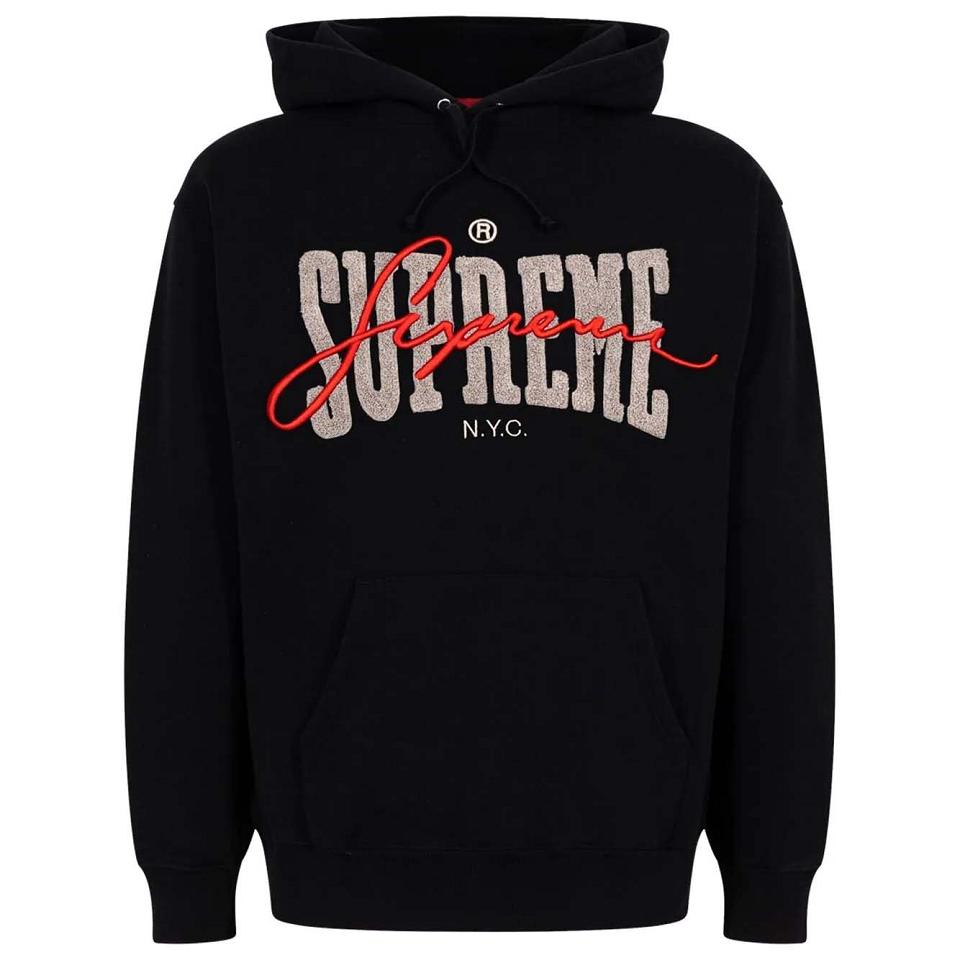 Supreme Embroide Chenilles Hoodie Black | SG108KI