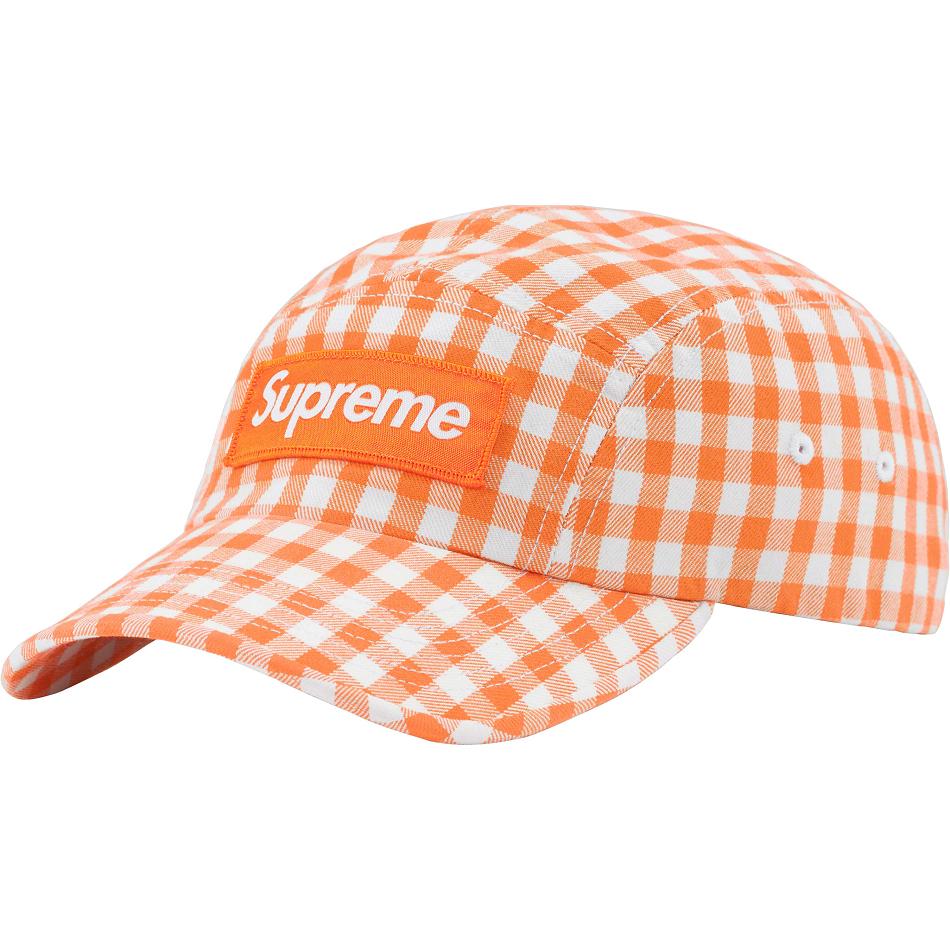 Supreme Gingham Camp Cap Hats Orange | SG473LH