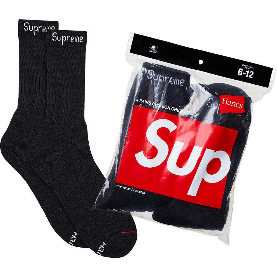 Supreme Hanes® Crew Socks (4 Pack) Socks Black | SG486YU