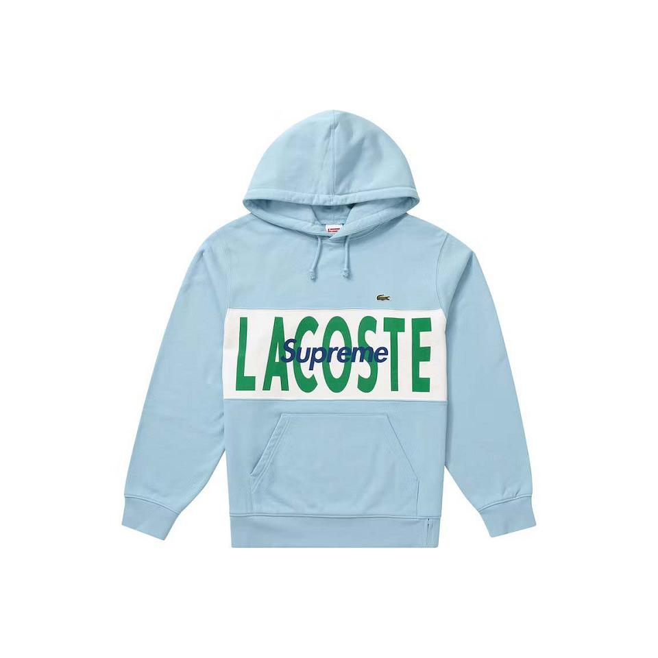 Supreme LACOSTE Logo Panel Hooded Sweatshirts Blue | SG326WY