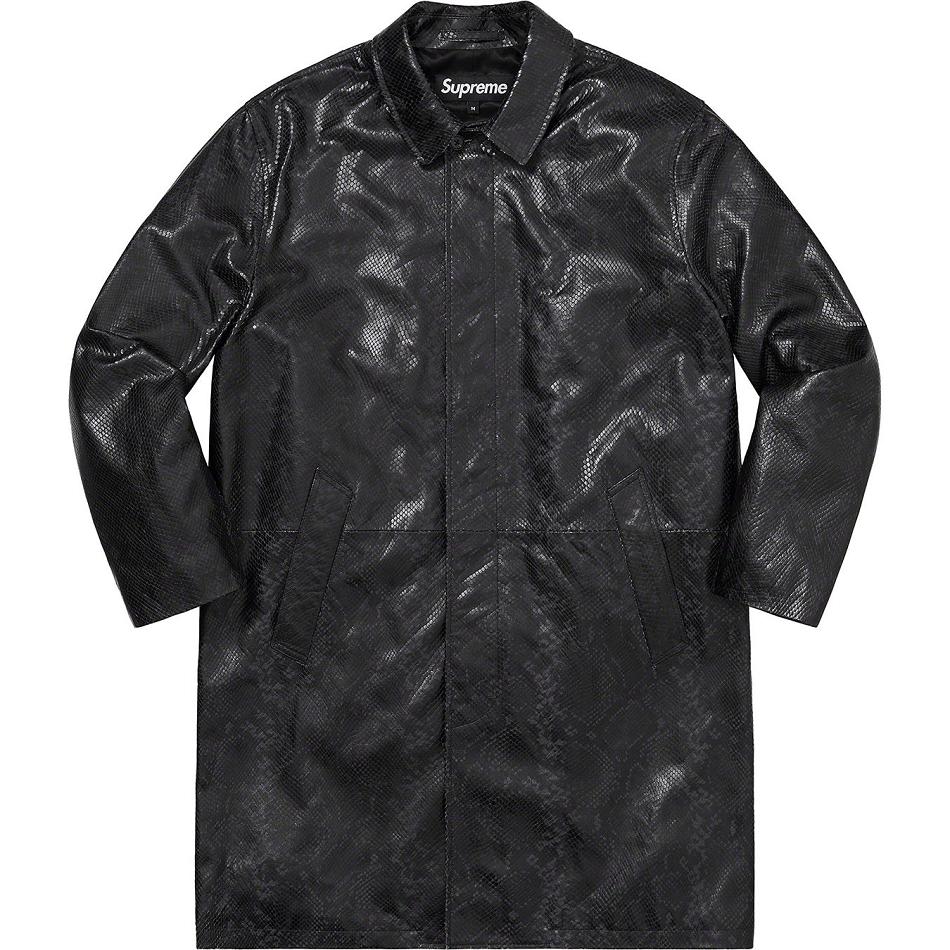 Supreme Leather Snake Trench Jackets Black | SG138CE