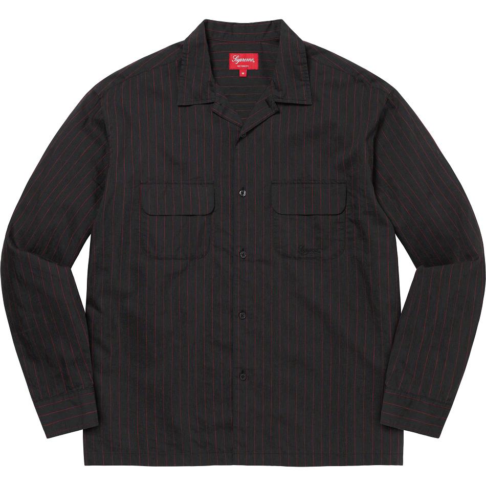 Supreme Pinstripe Linen Shirts Black | SG217VD