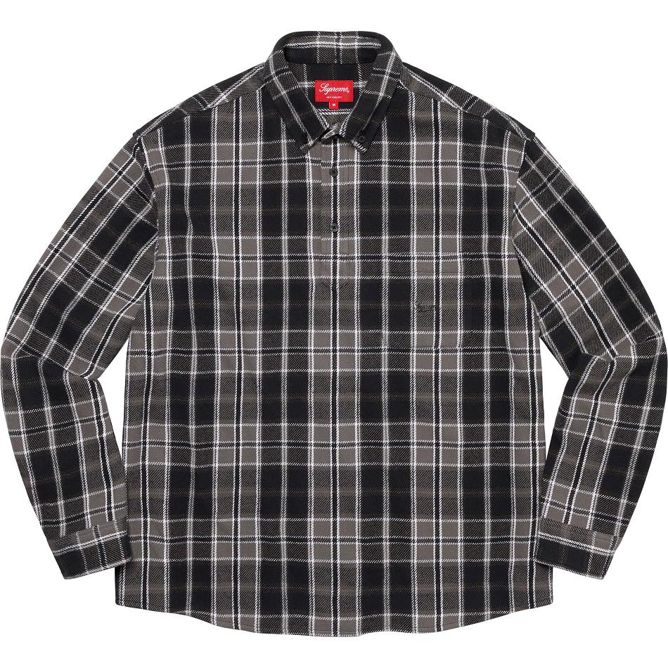 Supreme Pullover Plaid Flannel Shirts Black | SG212KI