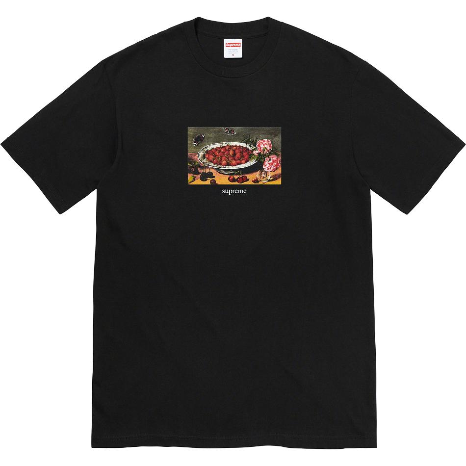 Supreme Strawberries Tee T Shirts Black | SG343LH