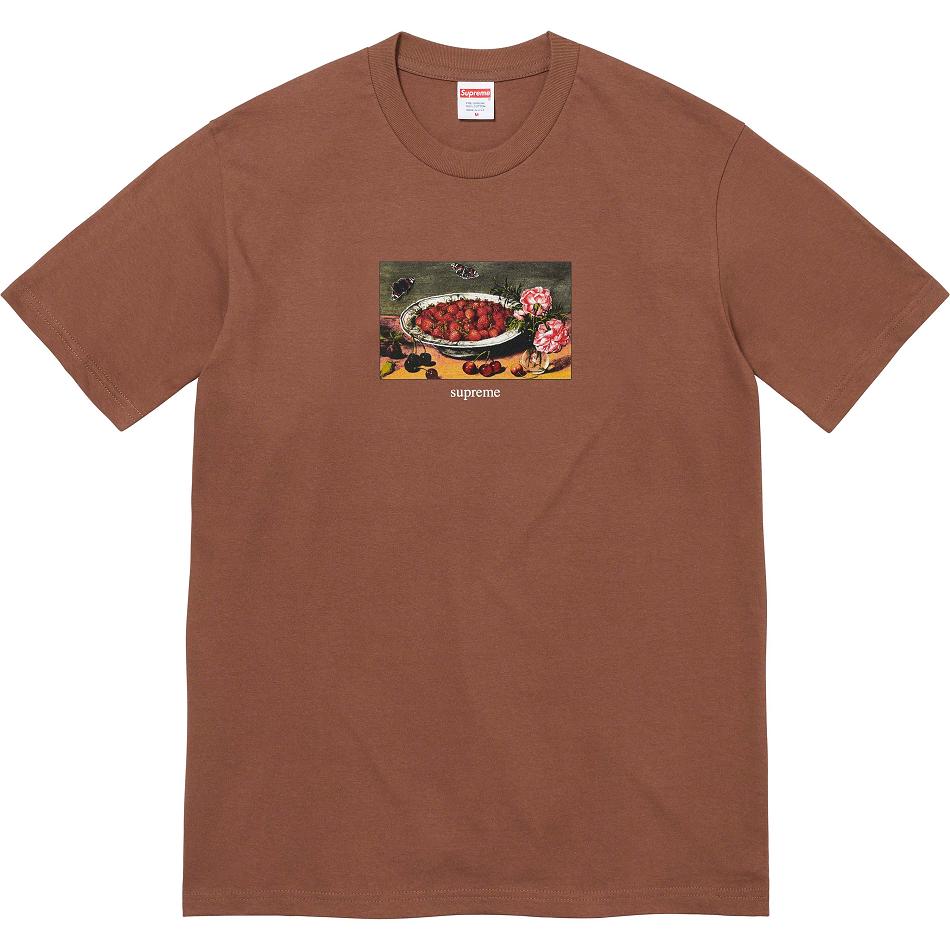 Supreme Strawberries Tee T Shirts Brown | SG340HK