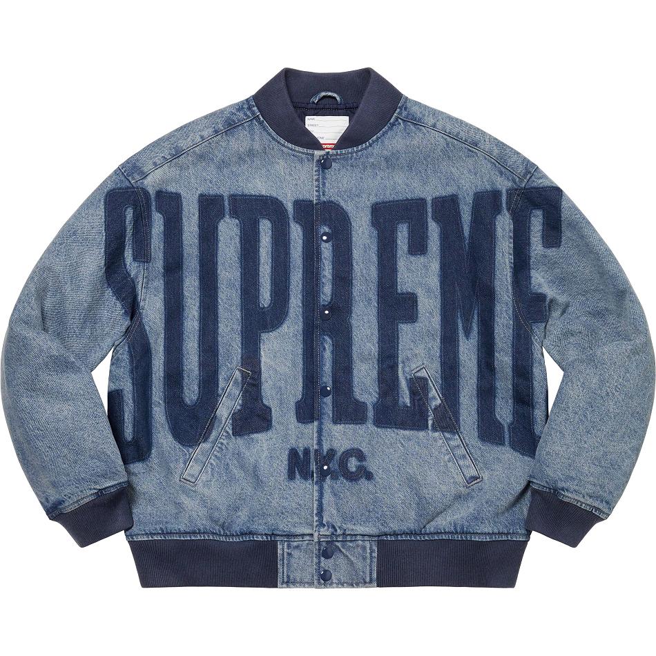 Supreme Washed Knockout Denim Varsity Jackets Navy | SG154SO