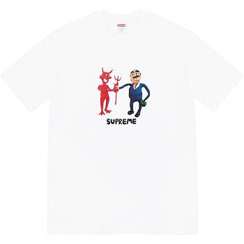 Supreme Business Tee T Shirts White | SG374BC