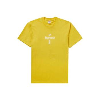 Supreme Cross Box Logo T Shirts Yellow | SG390FM