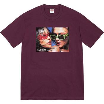 Supreme Eyewear Tee T Shirts Burgundy | SG363DN