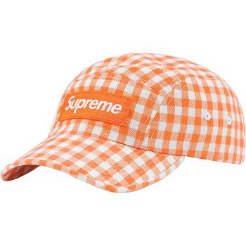 Supreme Gingham Camp Cap Hats Orange | SG473LH