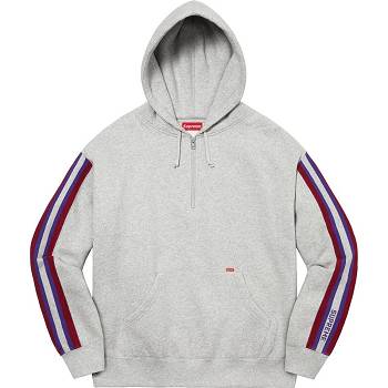 Supreme Half Zip Hooded Sweatshirts Grey | SG299QZ