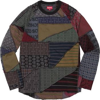 Supreme Patchwork Jacquard L/S Top Sweaters Black / Multicolor | SG266ZG