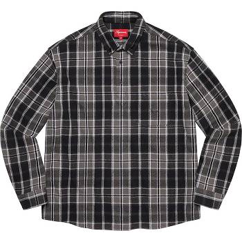 Supreme Pullover Plaid Flannel Shirts Black | SG212KI