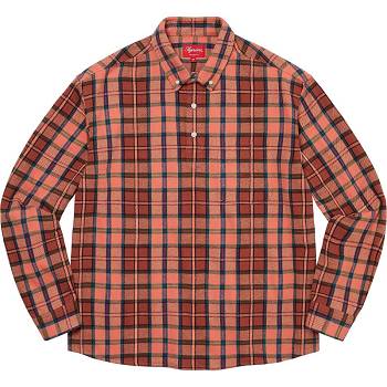 Supreme Pullover Plaid Flannel Shirts Pink | SG213LH