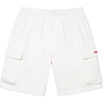 Supreme Small Box Baggy Cargo Sweat Shorts White | SG223EX