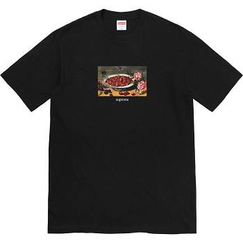 Supreme Strawberries Tee T Shirts Black | SG343LH