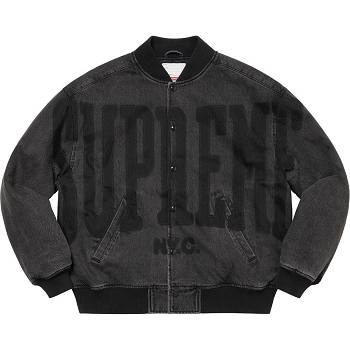 Supreme Washed Knockout Denim Varsity Jackets Black | SG152PQ