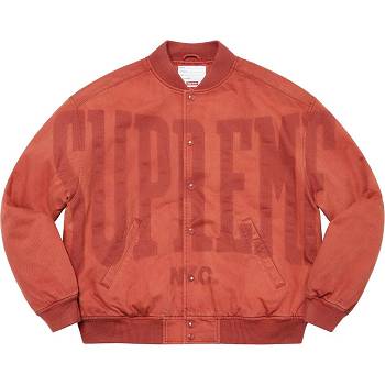 Supreme Washed Knockout Denim Varsity Jackets Red | SG153AP